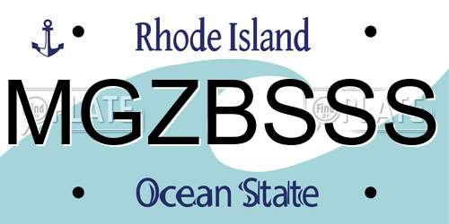MGZBSSS Rhode Island License Plate