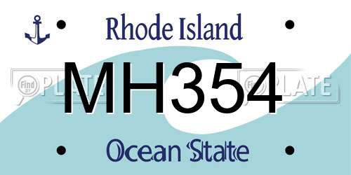 MH354 Rhode Island License Plate