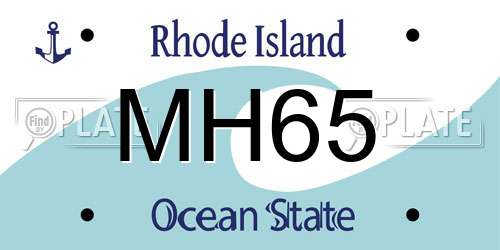 MH65 Rhode Island License Plate