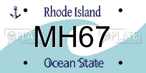 MH67 Rhode Island License Plate