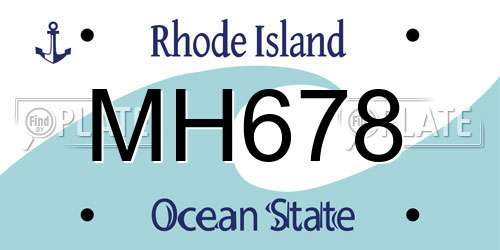 MH678 Rhode Island License Plate