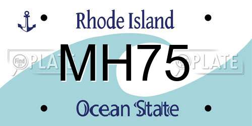 MH75 Rhode Island License Plate