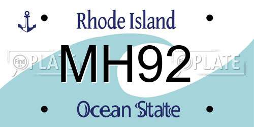MH92 Rhode Island License Plate