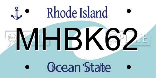 MHBK62 Rhode Island License Plate
