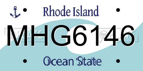MHG6146 Rhode Island License Plate
