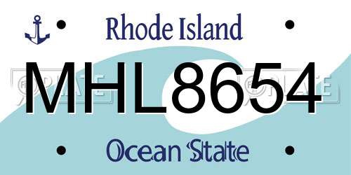 MHL8654 Rhode Island License Plate