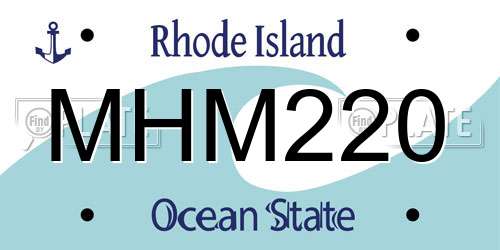 MHM220 Rhode Island License Plate