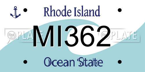 MI362 Rhode Island License Plate