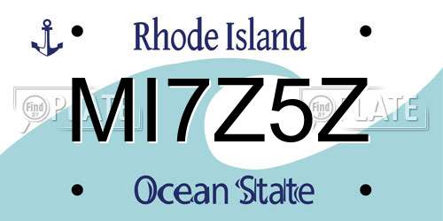 MI7Z5Z Rhode Island License Plate