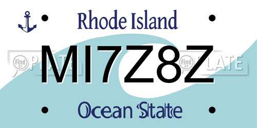 MI7Z8Z Rhode Island License Plate