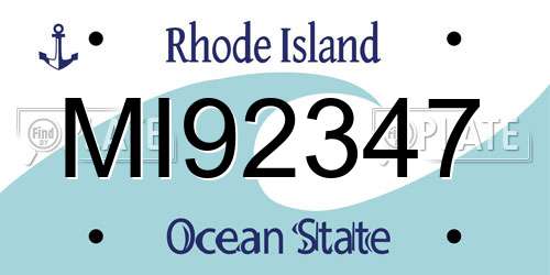 MI92347 Rhode Island License Plate