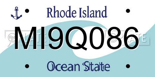 MI9Q086 Rhode Island License Plate
