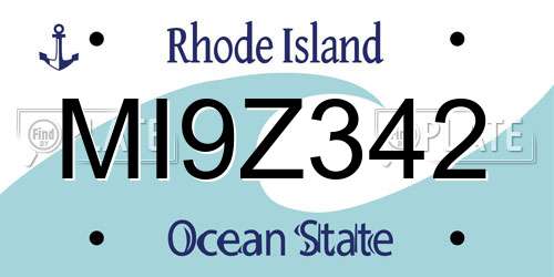 MI9Z342 Rhode Island License Plate