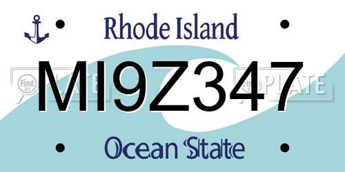 MI9Z347 Rhode Island License Plate