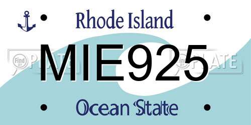 MIE925 Rhode Island License Plate