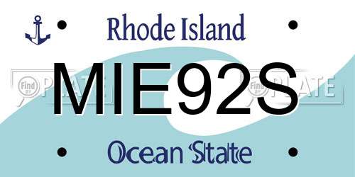 MIE92S Rhode Island License Plate