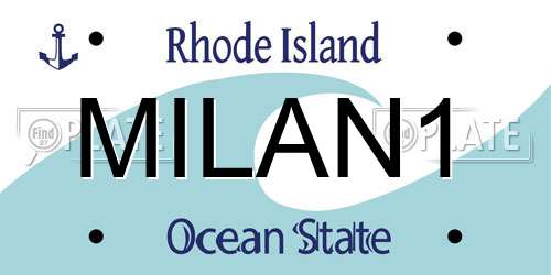 MILAN1 Rhode Island License Plate