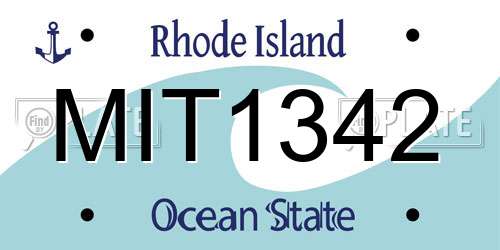 MIT1342 Rhode Island License Plate