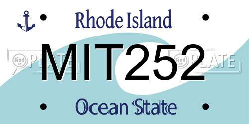 MIT252 Rhode Island License Plate