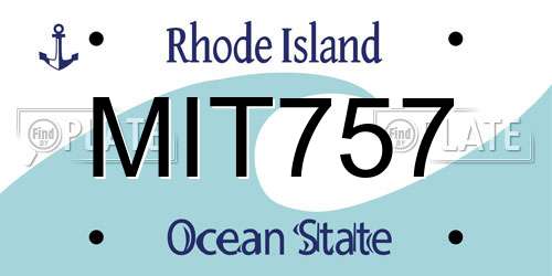 MIT757 Rhode Island License Plate