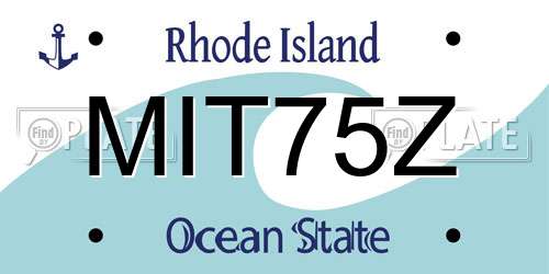 MIT75Z Rhode Island License Plate