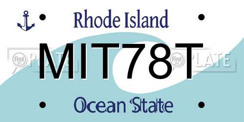 MIT78T Rhode Island License Plate