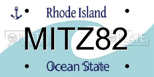 MITZ82 Rhode Island License Plate