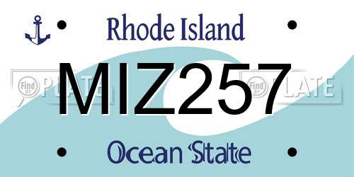 MIZ257 Rhode Island License Plate