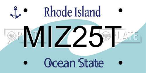 MIZ25T Rhode Island License Plate