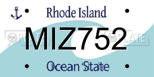 MIZ752 Rhode Island License Plate