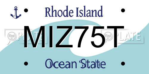 MIZ75T Rhode Island License Plate