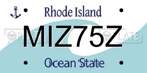 MIZ75Z Rhode Island License Plate