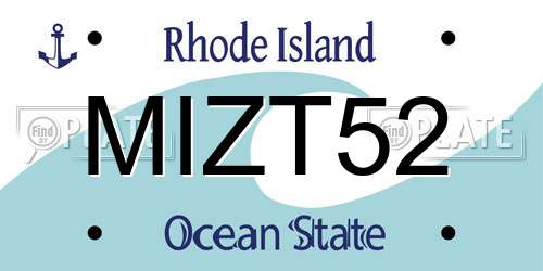 MIZT52 Rhode Island License Plate