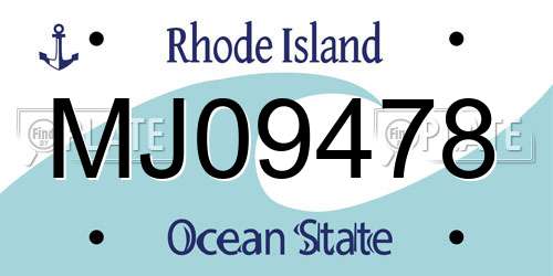 MJ09478 Rhode Island License Plate