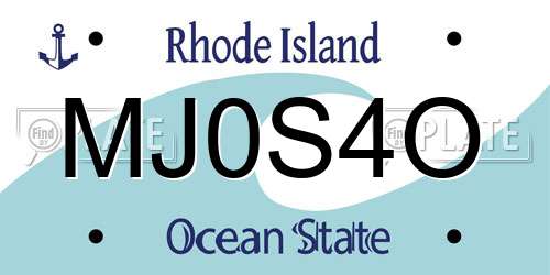MJ0S4O Rhode Island License Plate