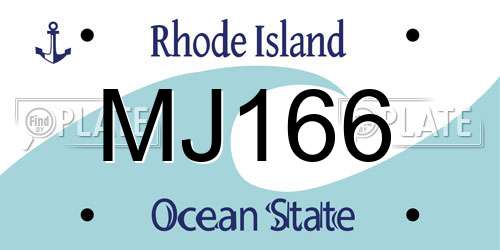 MJ166 Rhode Island License Plate