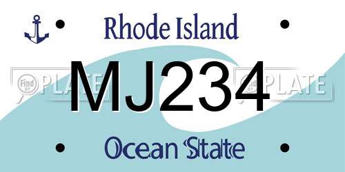 MJ234 Rhode Island License Plate