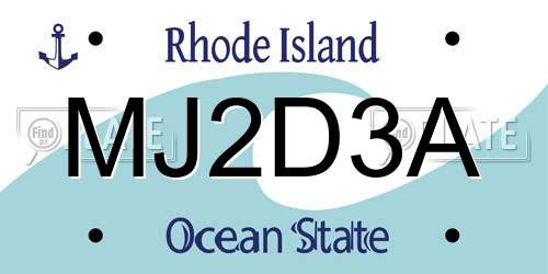 MJ2D3A Rhode Island License Plate