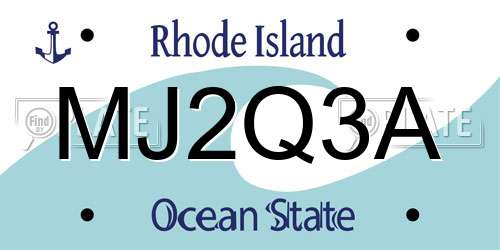 MJ2Q3A Rhode Island License Plate