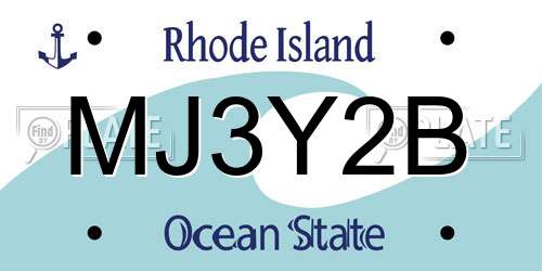 MJ3Y2B Rhode Island License Plate