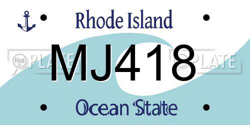 MJ418 Rhode Island License Plate
