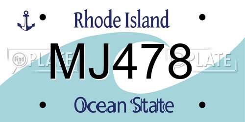 MJ478 Rhode Island License Plate