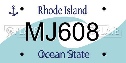 MJ608 Rhode Island License Plate