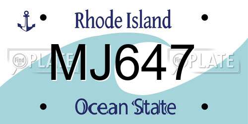 MJ647 Rhode Island License Plate