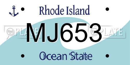 MJ653 Rhode Island License Plate
