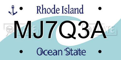 MJ7Q3A Rhode Island License Plate