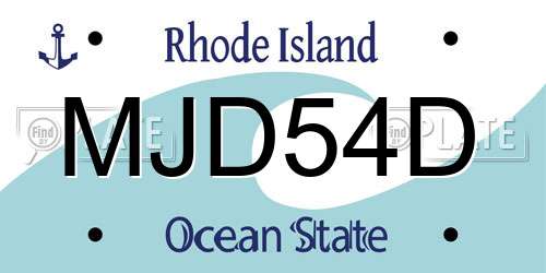 MJD54D Rhode Island License Plate