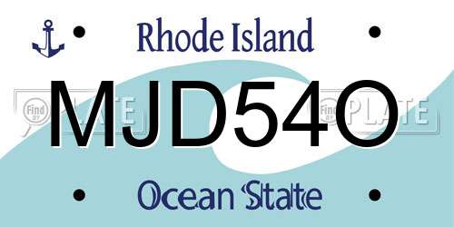 MJD54O Rhode Island License Plate
