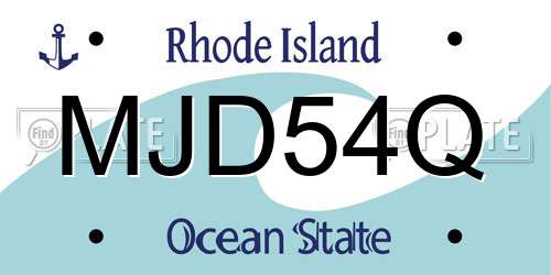 MJD54Q Rhode Island License Plate