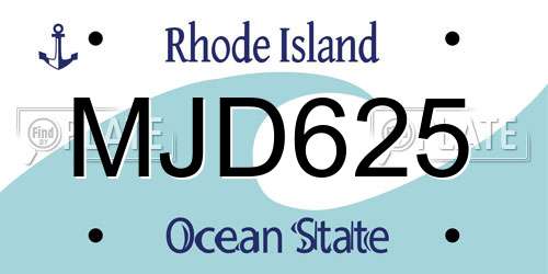MJD625 Rhode Island License Plate